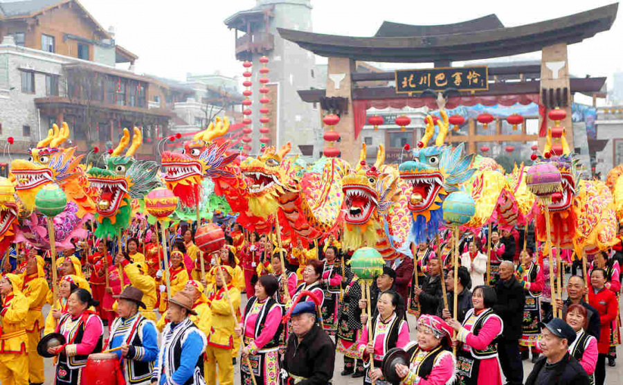 Dragon parades in China for the New Year.