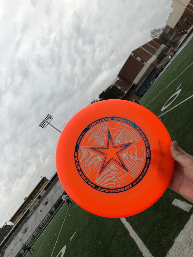 The classic Frisbee used to the play the sport.