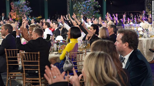After CODA wins Outstanding Performance by a Cast in a Motion Picture, the audience signs ‘I Love You’ in ASL.
(P.C. The SAG Awards 2022)