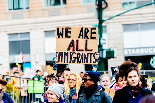 Protesters demonstrating against potential immigration legislation.