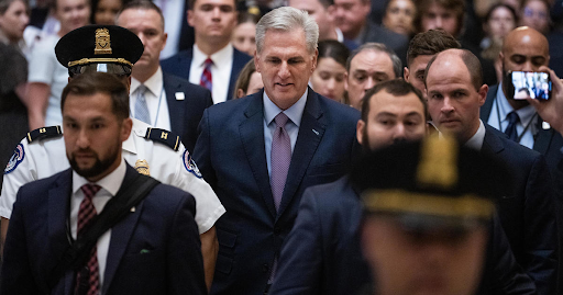 Rep. Kevin McCarthy is seen in the U.S. Capitol after the House voted to remove him as House speaker by a vote of 216-210, on Oct. 3, 2023