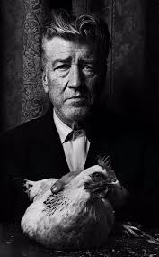 David Lynch with a chicken